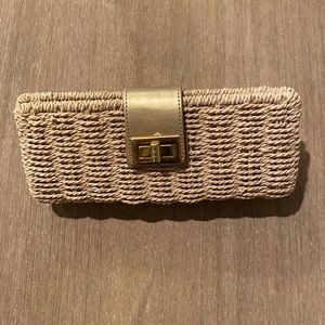 Jcrew Rattan and Gold Clutch